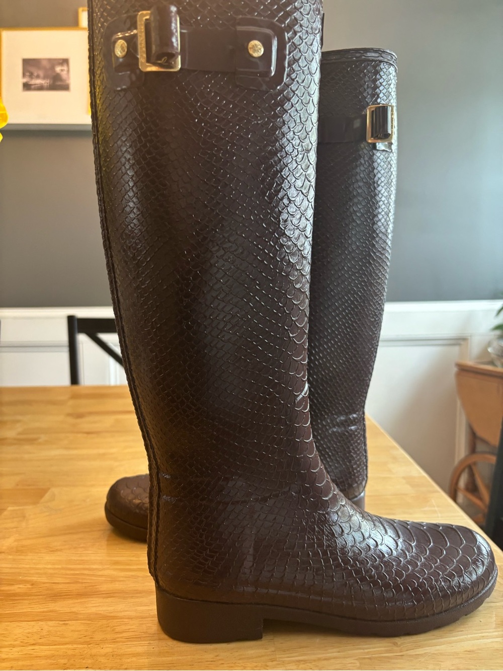 NWOT Hunter limited edition Carnaby “snakeskin” embossed Tall Rain boot sz 6 - Picture 7 of 10